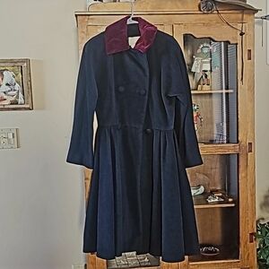 VINTAGE Carolyne Roehm for Sax 5th Avenue Navy Double Breasted Dress Coat